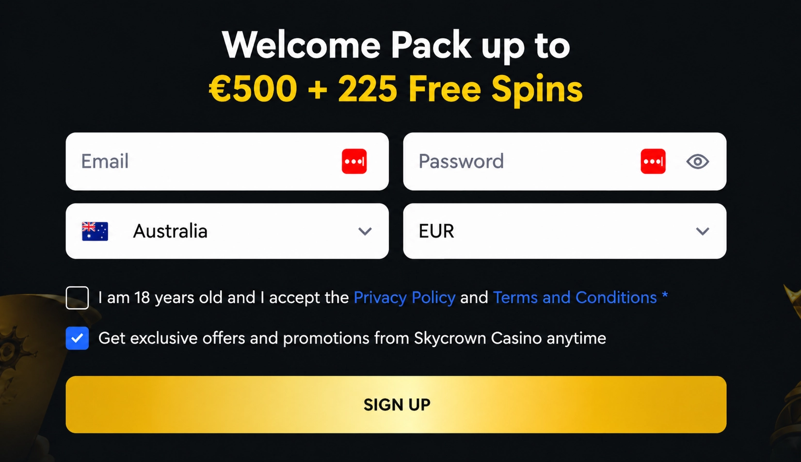 Sky Crown mobile security features